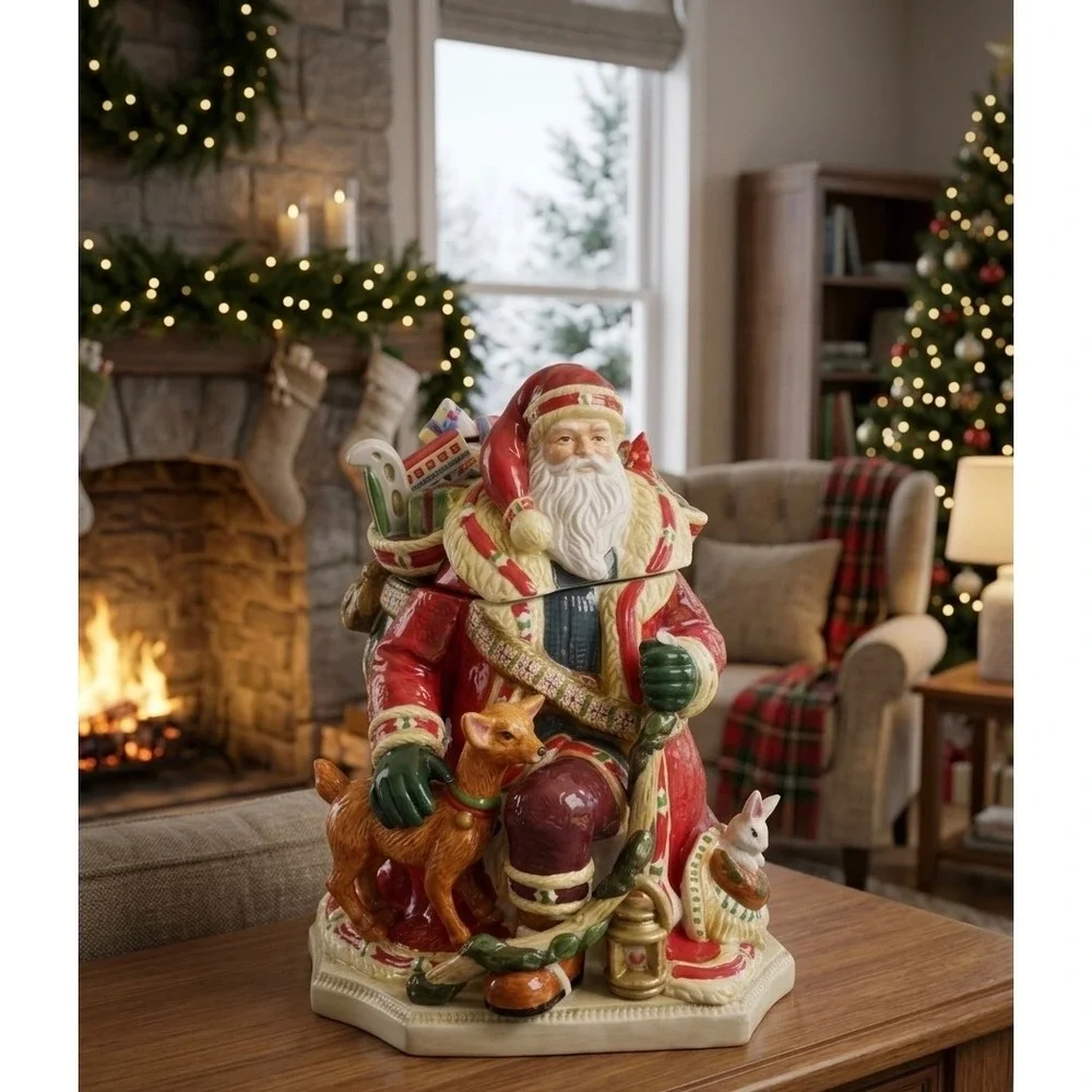 Studio Nova Old World Santa Ceramic Cookie Jar Christmas Decor Red Large 12